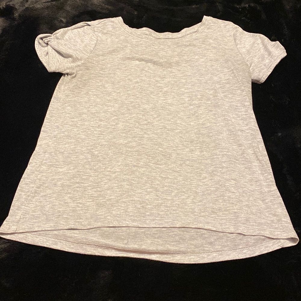 Yogalicious Heather Grey Soft Short Knot Sleeve Yoga Top Sz Small.